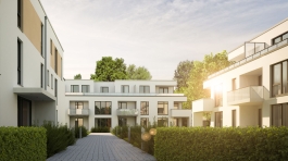 Mehrfamilienhausanlage am Abend